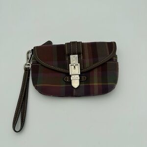Chaps Plaid Wristlet with Silver Buckle